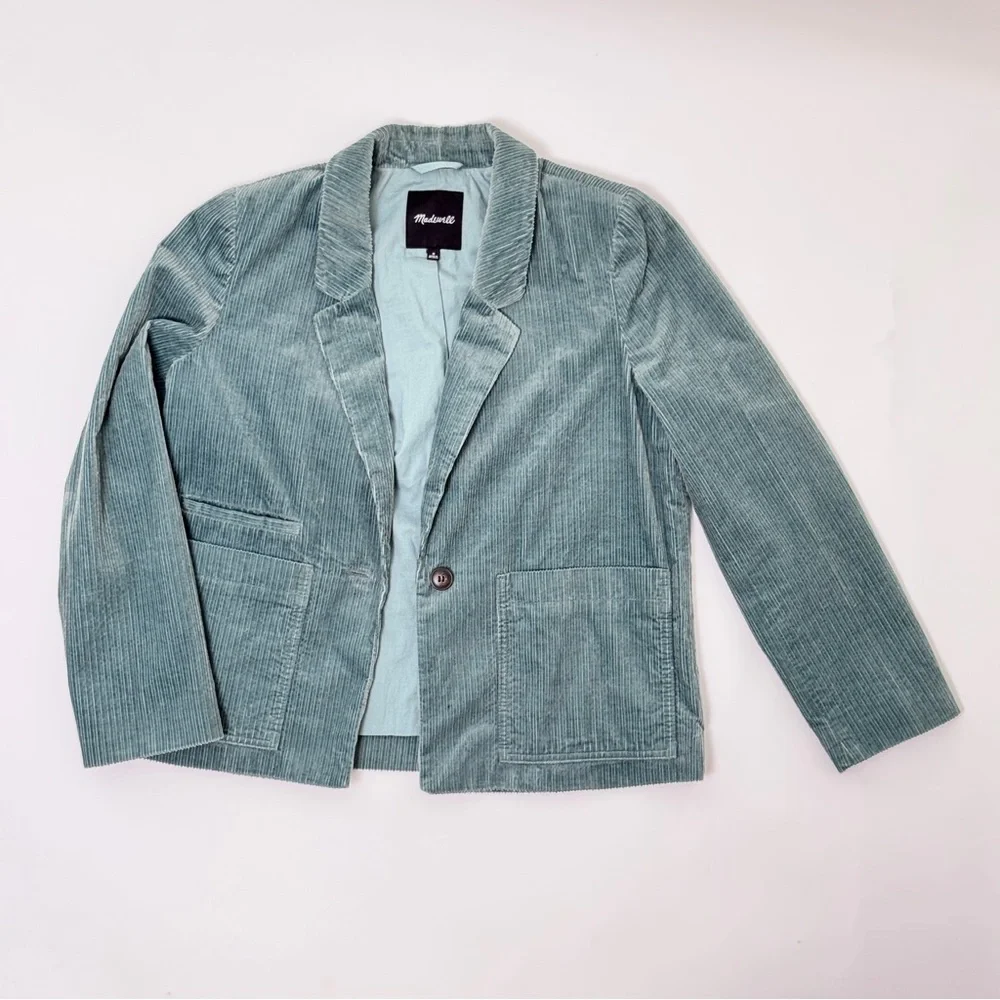 NWOT Madewell Corduroy Crop Dorset Blazer in Sage Green | Size Medium - Picture 5 of 6